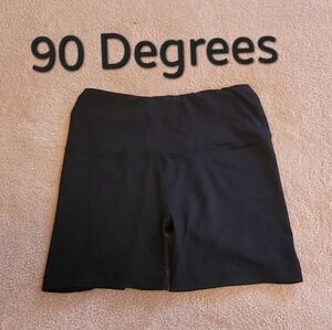 90 Degrees By Reflex Black High Rise Flattering Compression Bike Shorts. Sz: M